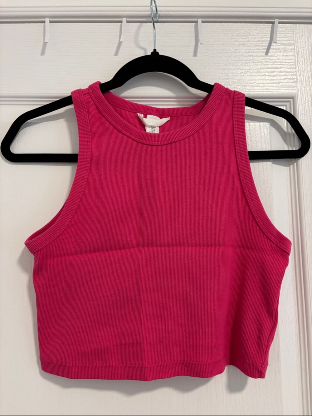 H&M Women’s Sleeveless Ribbed Crop Tank Top - Pink